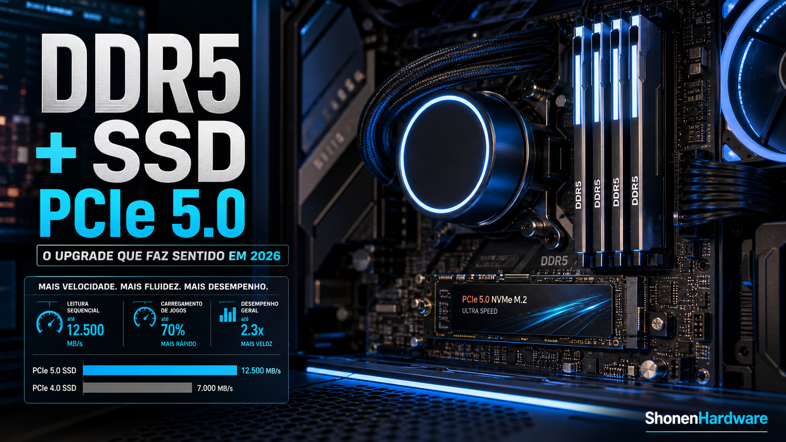 DDR5 e SSD PCIe 5.0 como upgrade de PC em 2026