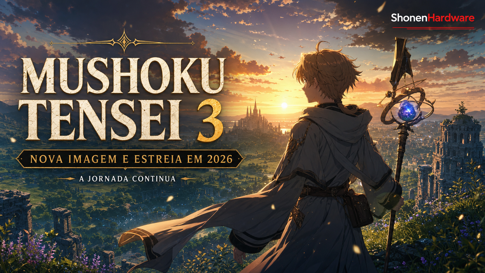 Mushoku Tensei terceira temporada com fantasia e jornada magica