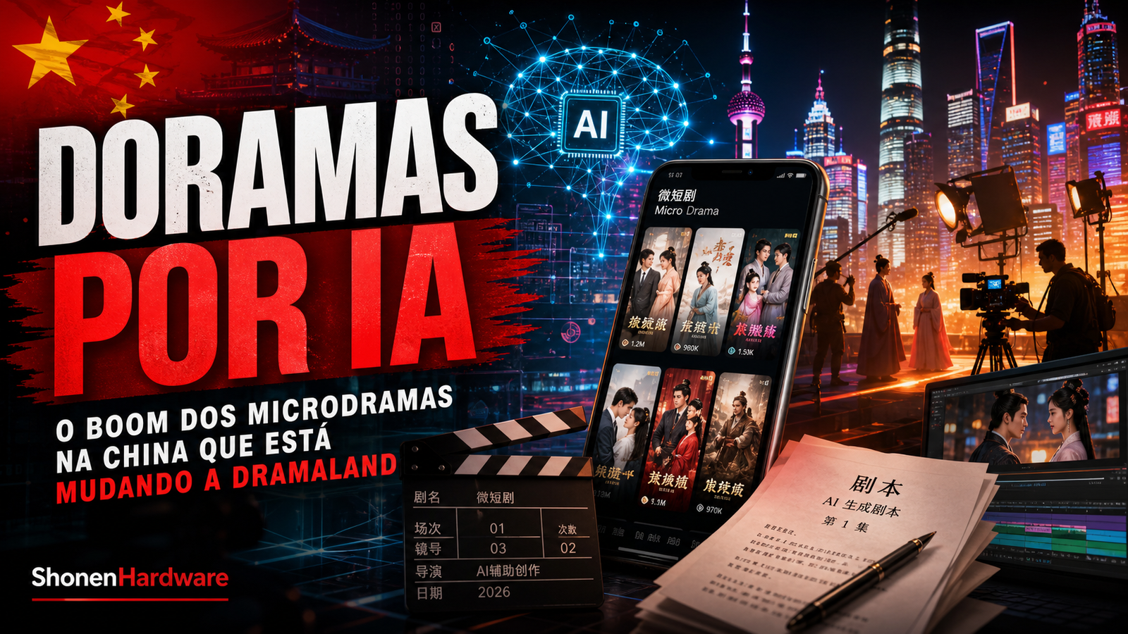 Doramas curtos por IA na China com microdramas e produção digital