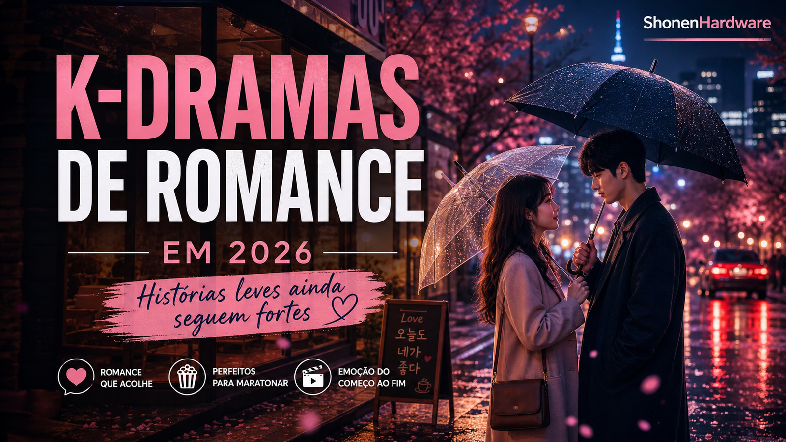 K-dramas de romance em 2026 com casal em cidade iluminada