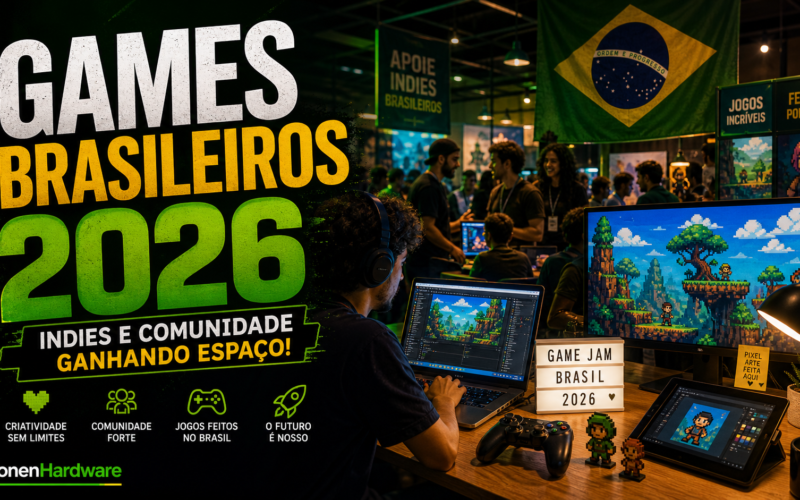 Games brasileiros em 2026 com indies e comunidade gamer