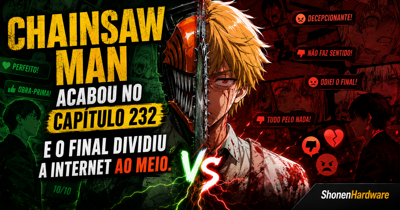 Chainsaw Man acabou no capítulo 232 e o final dividiu a internet ao meio.