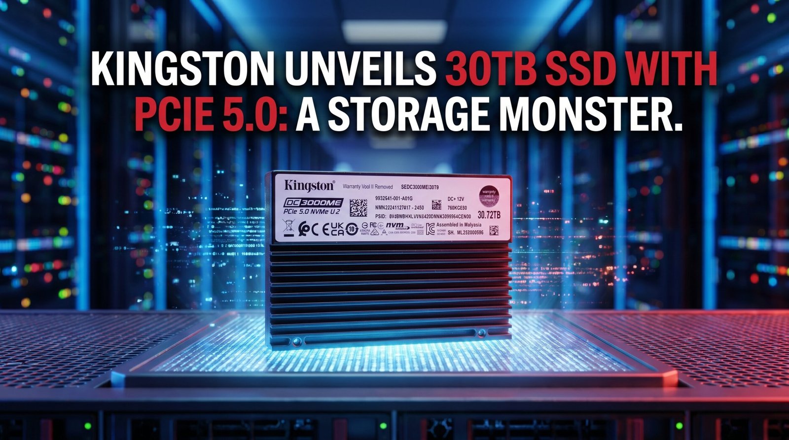 Kingston revela SSD de 30TB com PCIe 5.0: um monstro de armazenamento.