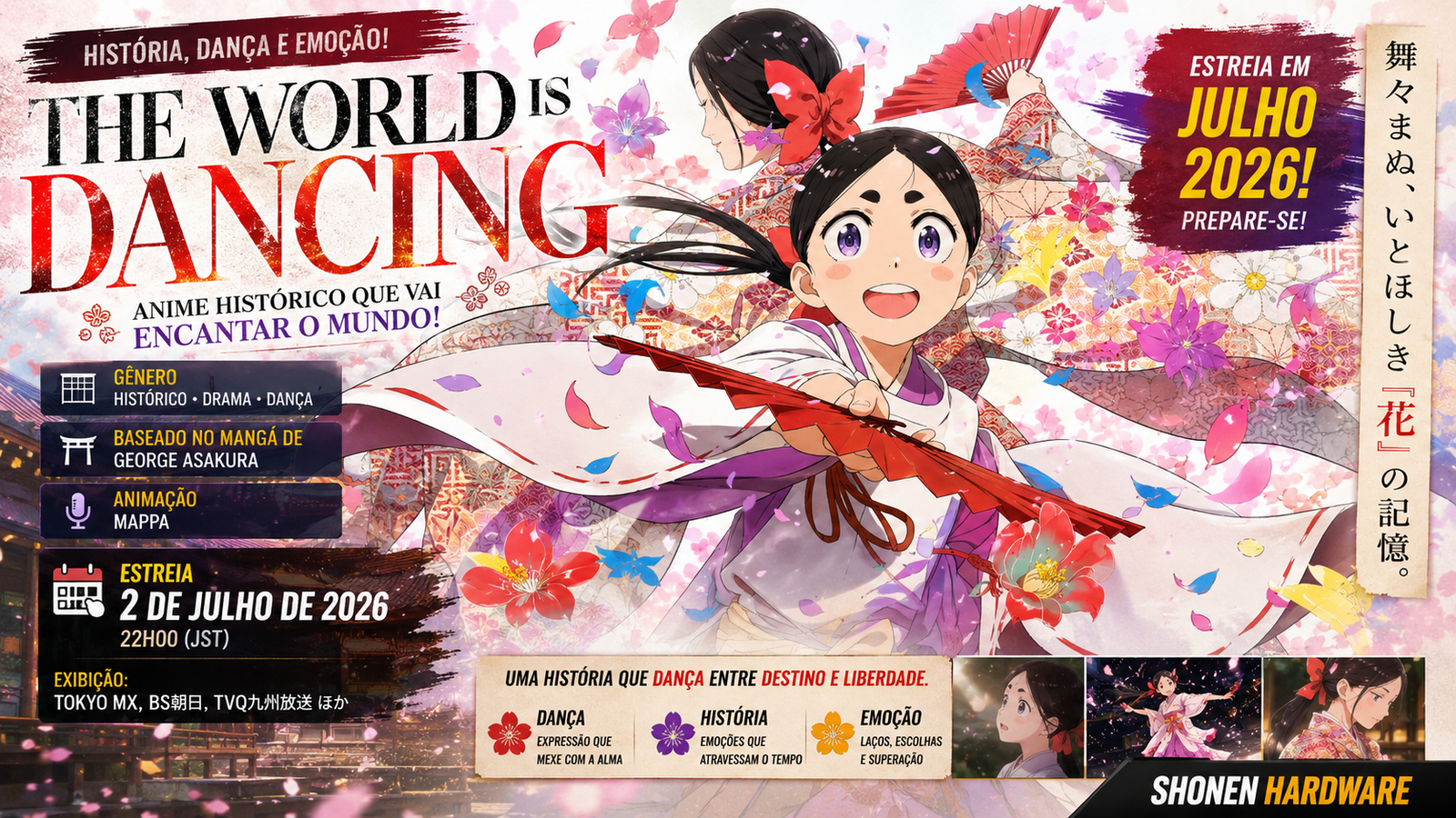 The World Is Dancing: Anime Histórico Estreia em Julho 2026