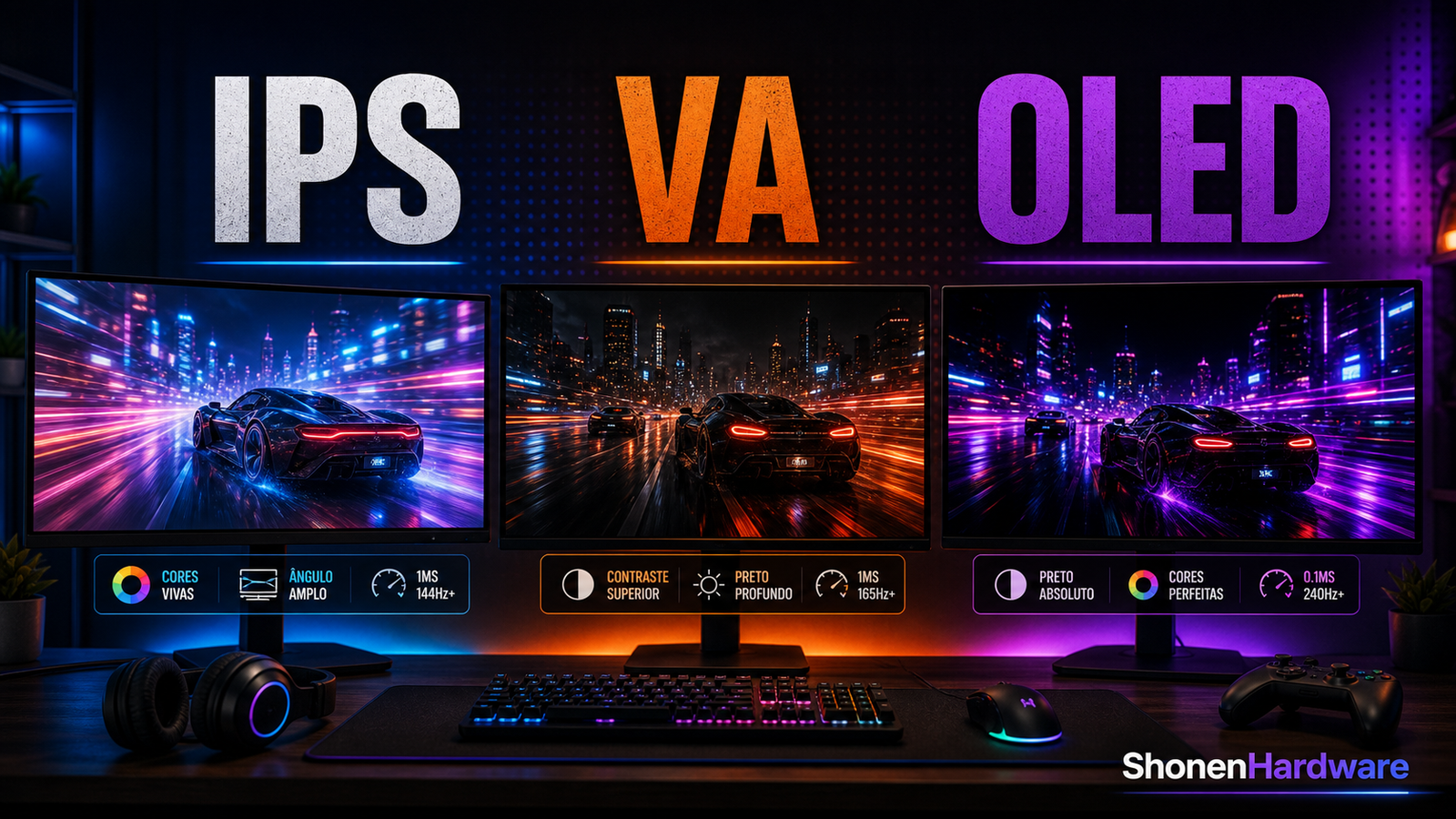 Monitor gamer IPS VA ou OLED em 2026 - ShonenHardware