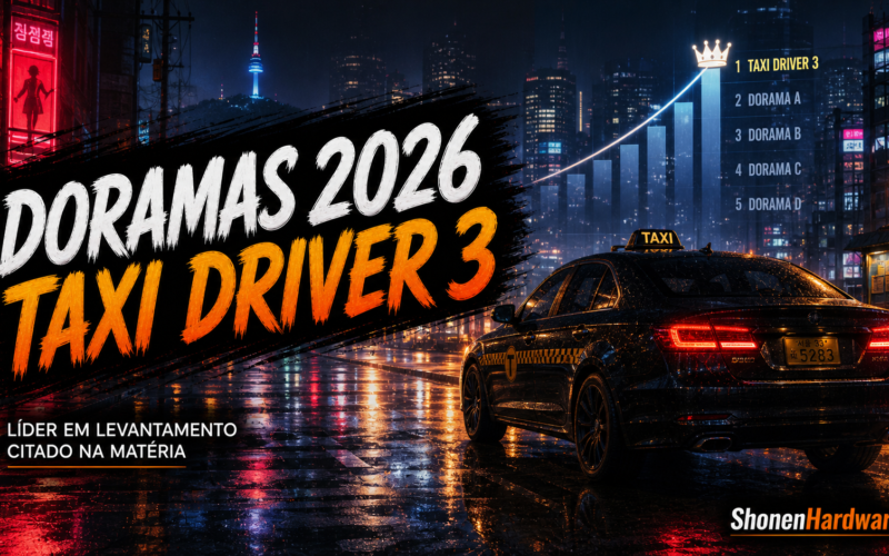 Imagem destacada editorial com taxi em rua chuvosa para doramas 2026 e Taxi Driver 3