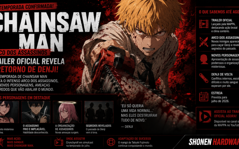 Chainsaw Man 2ª Temporada: Trailer Oficial do Arco dos Assassinos Revela o Retorno de Denji