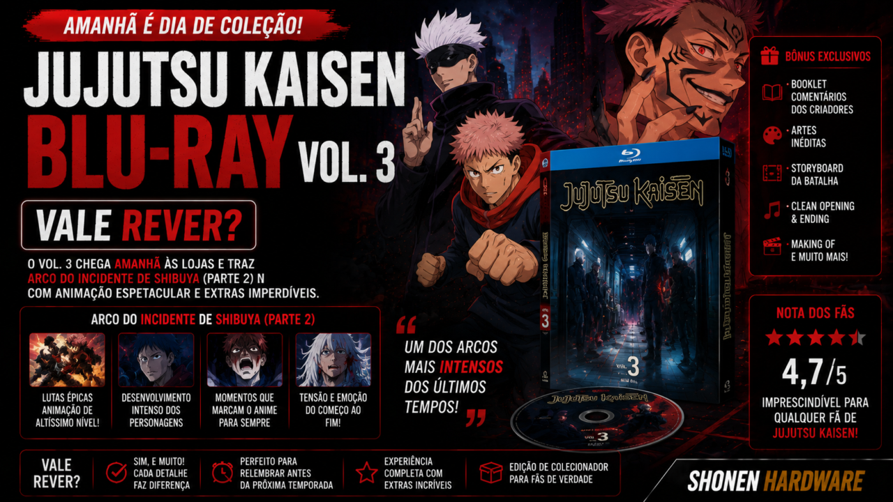 Jujutsu Kaisen Blu-ray Vol. 3 chega amanhã: vale rever?