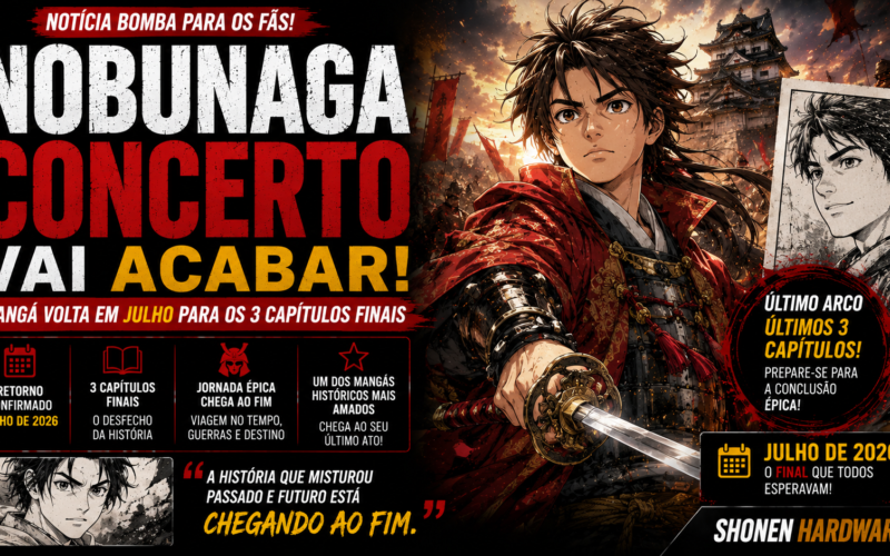 Nobunaga Concerto vai acabar: mangá volta em julho para os 3 capítulos finais.