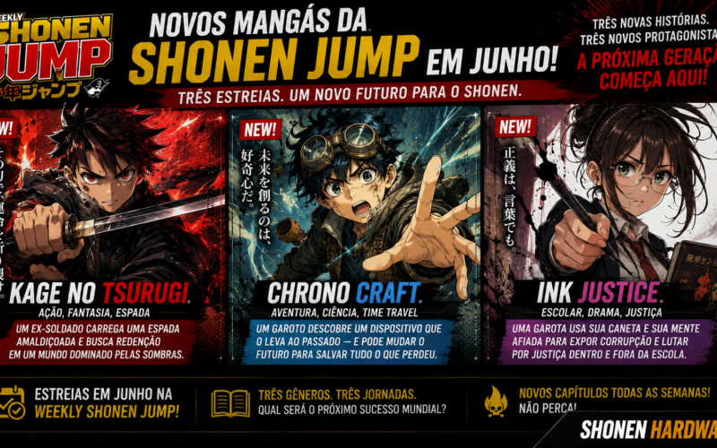 Novos mangás da Shonen Jump em junho três estreias tentam ocupar o próximo espaço do shonen